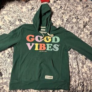 Life Is Good Green Hoodie with Vibrant Print